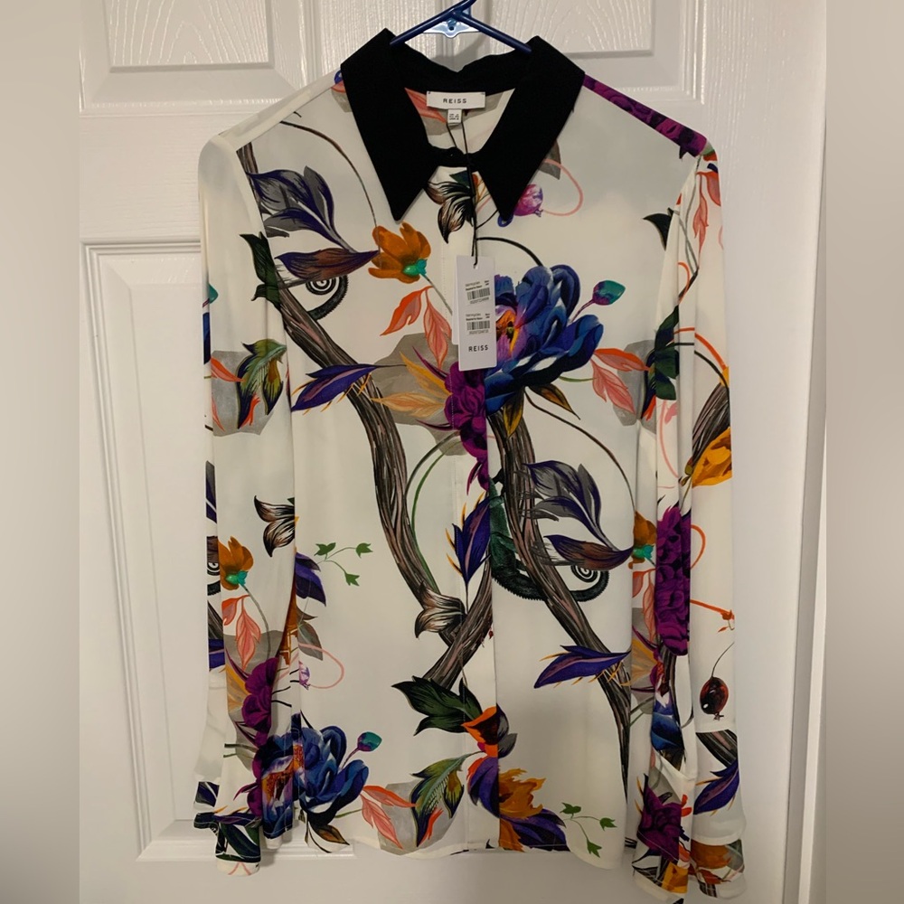 Brand New Reiss Lupa Bold Floral Printed Blouse - Picture 5 of 10